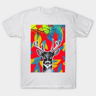 Realistic Deer in the Abstraction Forest T-Shirt